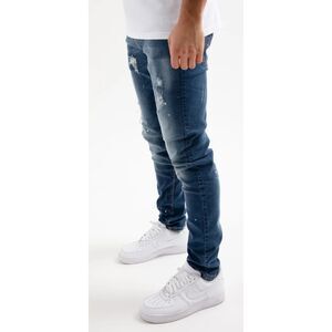 B Couture High Barnet Taper Fit Jeans Paint Splatter Mid Blue Stretchy Men Sz 36